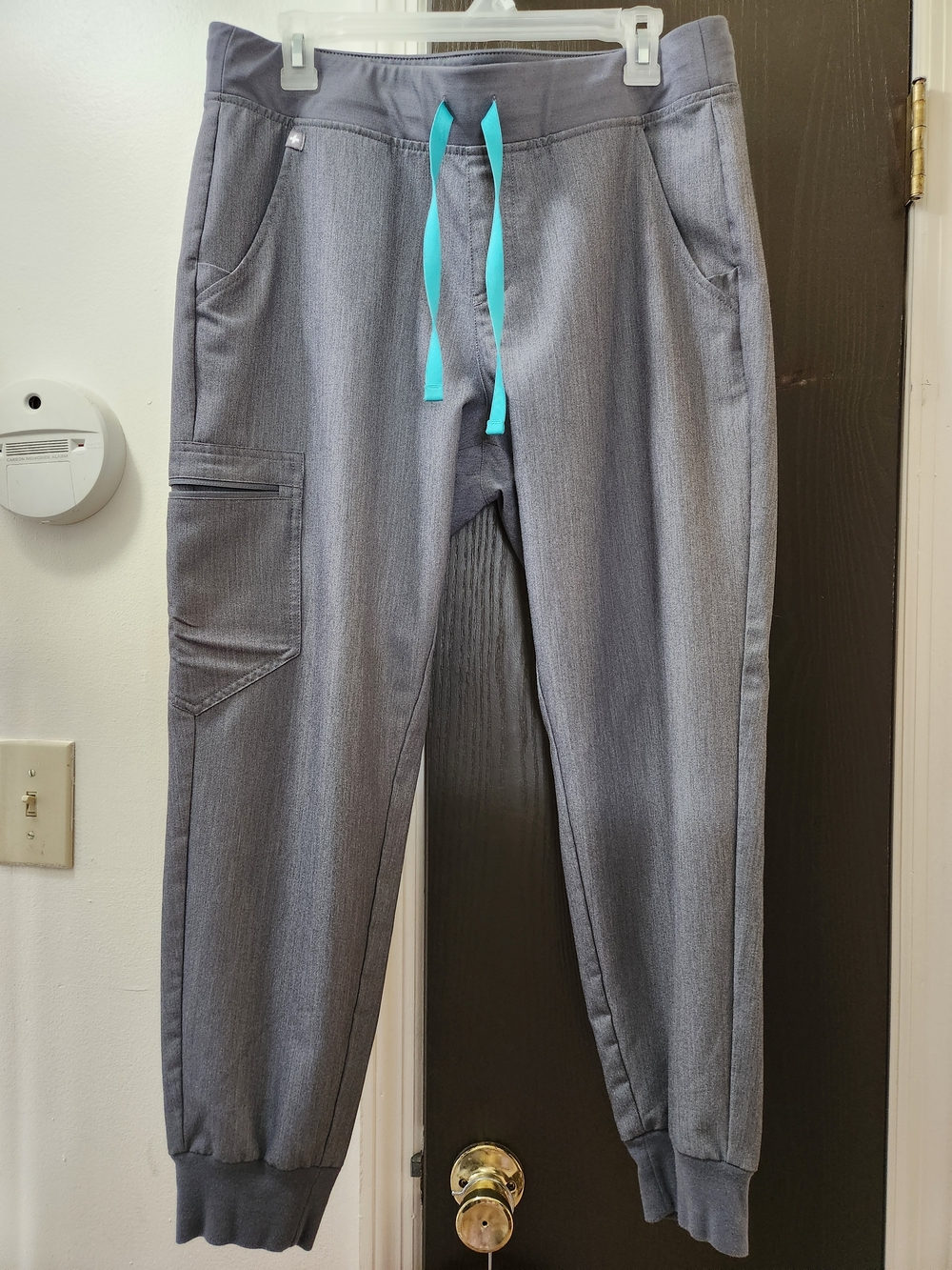 Figs Zamora Scrub Jogger Pants In Graphite with Teal Drawstring